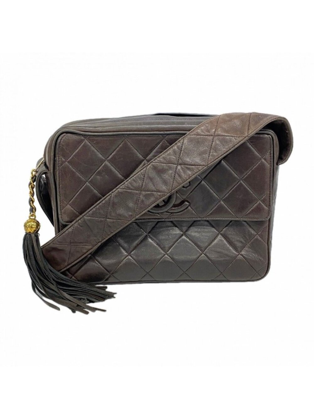 Chanel Shoulder Bag Quilted Lambskin Black Gold